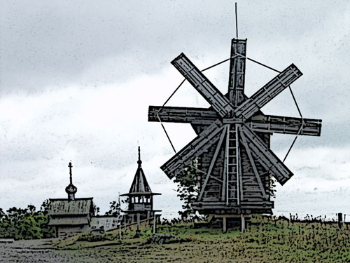 Деревянная мельница XVII века — Кижи